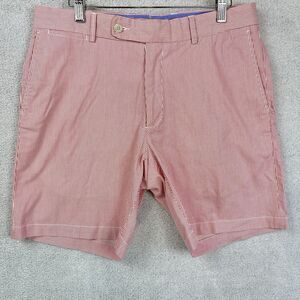 Peter Millar Chino Shorts Men’s Size 33 Red Striped Flat Front Golf Preppy